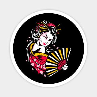 Japanese Geisha Illustration Design Magnet